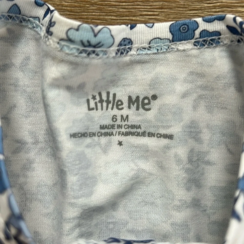 Little Me Baby Girl Bamboo Footie Sleeper 3 6 months White Blue Floral - Picture 5 of 7